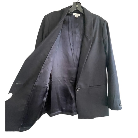 Garnet Hill Blue 100% Wool One button Blazer Jacket NWOT size 0 Oversized - Picture 7 of 8